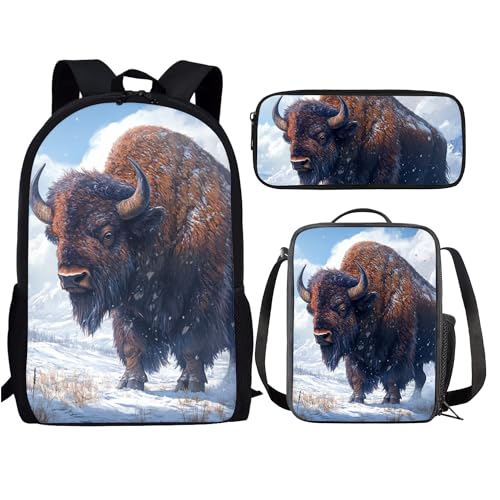 Sac à dos scolaire bison américain idéal pour les sorties de classe et voyages