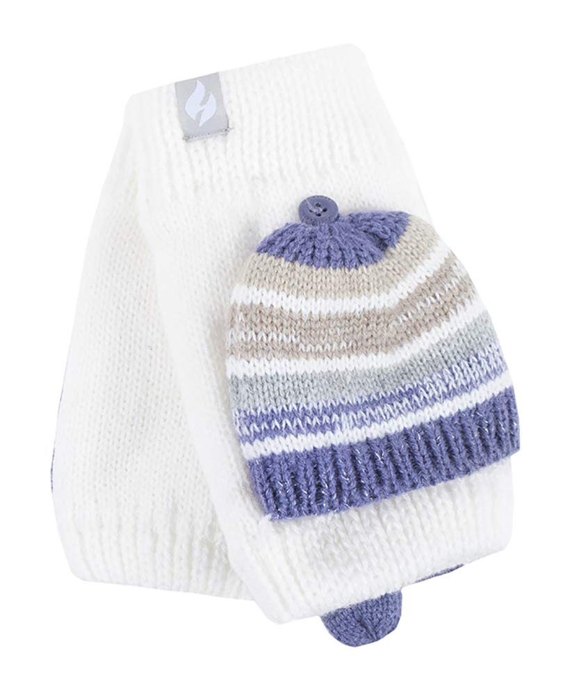 HEAT HOLDERS - Ladies Bronte Thermal Knitted Converter Versatile Mitten Gloves (One Size, Cream/Lilac)