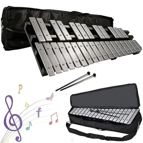 30 Noten Faltbares Glockenspiel Xylophon,Musikinstrument Holz Aluminum, Percussion Geeignetmit 2 Schlägeln & Tragetasche für Percussion Instrument Einsteiger und Musikschulen & Kirche