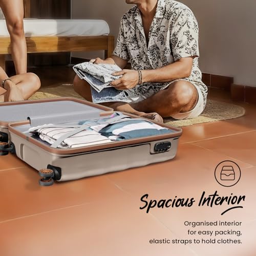 Image of Aristocrat Comet 8 Wheel Cabin (Small Size) Hard Case Trolley Bag | Combination Lock | Tough and Durable Polycarbonate Luggage | 3 Year International Warranty | 56 CM Suitcase for Travel | Champagne
