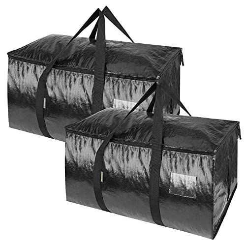 Image of BALEINE 2-Pack Oversized Moving Bags with Reinforced Handles, Heavy-Duty Storage Tote for Clothes, Moving Supplies (Black, 2-Pack)