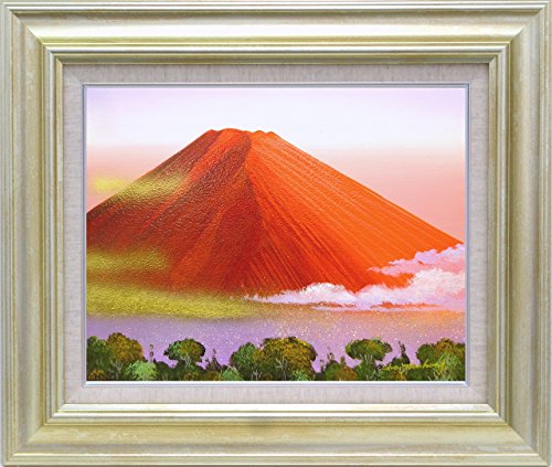 JIG オイルペイントアート 雀 震洪 赤富士 F6号 IOP-61349