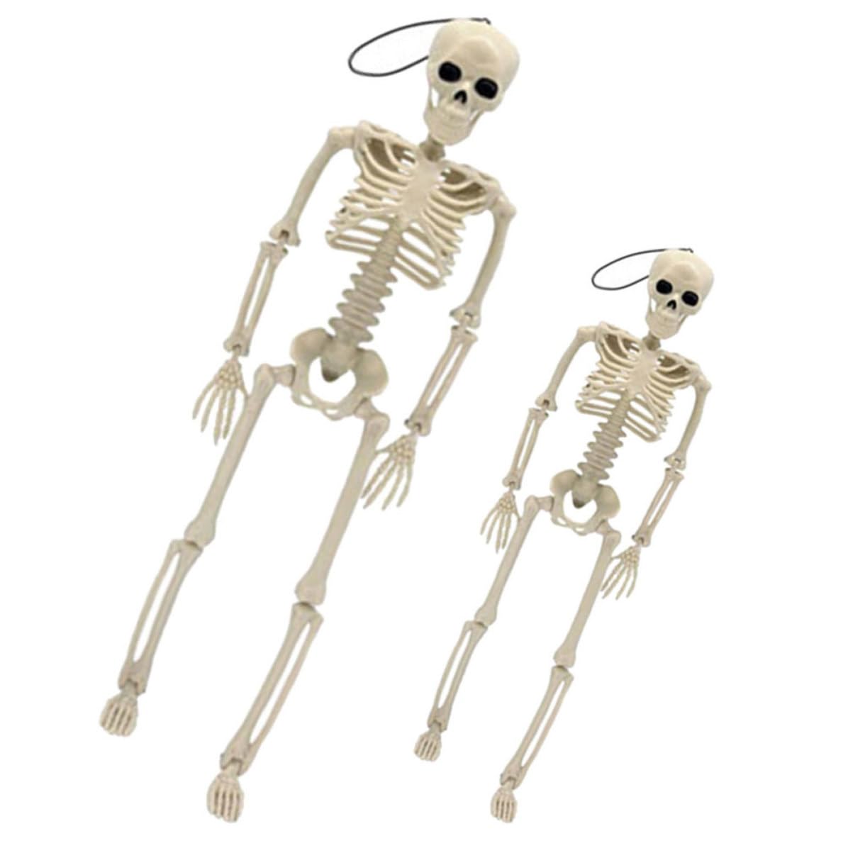 Kichvoe 2 Piezas Figura de Esqueleto de Plástico Blanco Resistente para Ambientación de Halloween Diseño Clásico y Simulación Realista, Adecuado para Accesorios y Ambientes Góticos