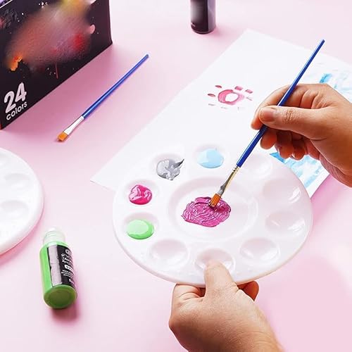 6 Stück Wet Palette, Mischpalette Acrylfarben, Mischenmalpalette, Farbmischpalette, Universalpalette, für DIY Kunst Malerei, Weiß(4 Runde Paletten + 2 Liner-Stifte)