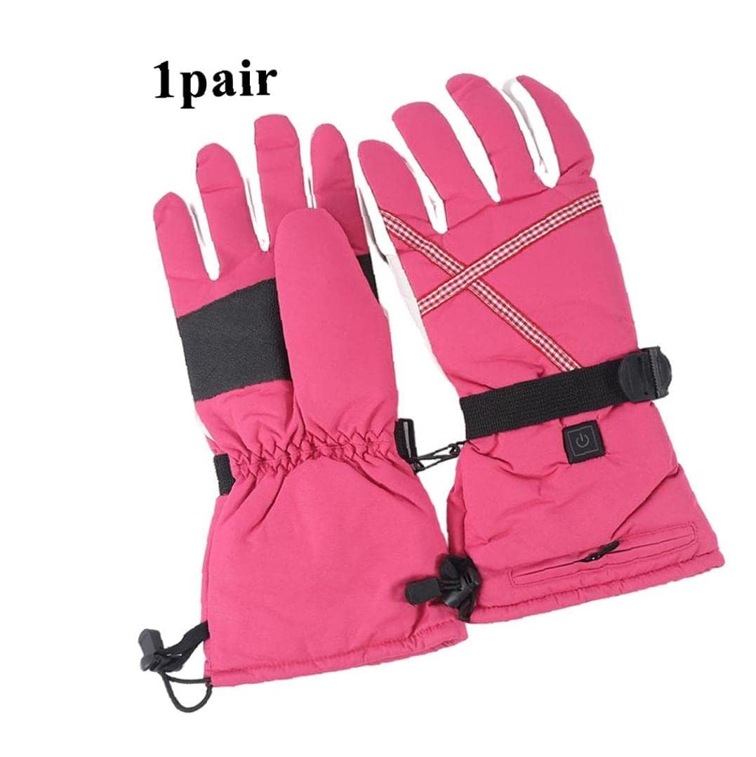 CHEWYNP Guanti riscaldati Guanti Termici elettrici alimentati a Batteria Rosa Ricaricabili, per Ciclismo all'aperto Montorcycle Campeggio Escursionismo Sci-1 Paio M