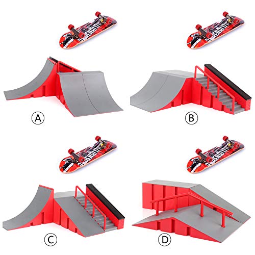 Finger Skate Park Kit Ramp Part with 1 Finger Skateboard Mini Scooter Scene Prop