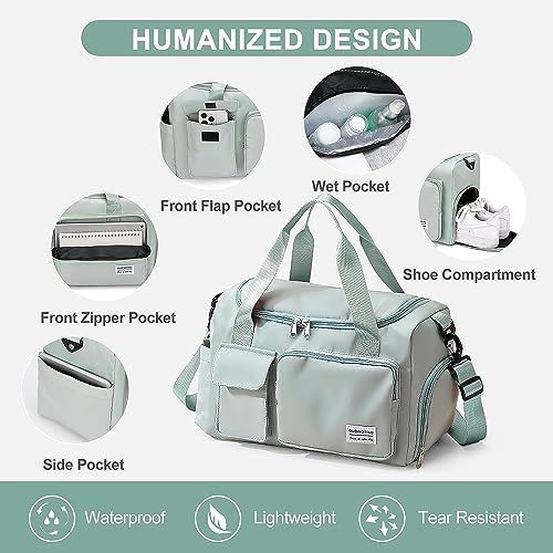 Image of Small Gym Bag for Women, Travel Duffle Bag Carry On Weekender Bag with Shoe Compartment, 29#All Grey, 28x50x21cm, Gym Bag&toiletry Bag
