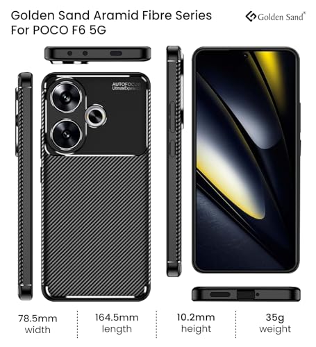 Image of Golden Sand for Poco F6 5G Cover Drop Tested Shock Proof Slim Armor Aramid Carbon Fibre Rugged TPU Case for Poco F6 5G, Black