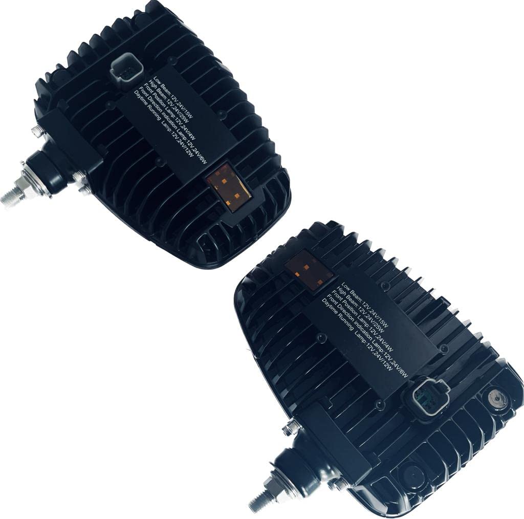 Matel Service LED Hauptscheinwerfer 12/24V Set für Traktoren, Baumaschinen und Bagger mit Fahrrichtungsanzeiger rechts und links, IP65, für R148 R149 R10, Straßenbeleuchtung und Baustellenbeleuchtung