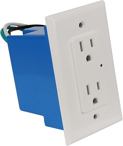 Miniatura 2 de Element-Hz Power Series - Protector contra sobretensiones en pared con caja trasera de retroajuste, 1800 julios, color blanco