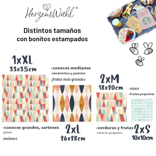 Miniatura 5 de Herzenswahl Juego De 7 Paños De Cera De Abeja, Incluye Bolsa De Algodón Orgánico Para Guardar Bloque De Cera De Abejas Papel De Cera De Abeja Orgánico Cera De Abejas Para Alimentos