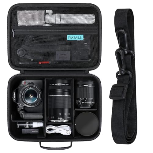 RAIALL Sac pour Appareil Photo Canon EOS 2000D/4000D DSLR Caméra/250D/R50/R50V/R100/R5/R7/R8/R6...