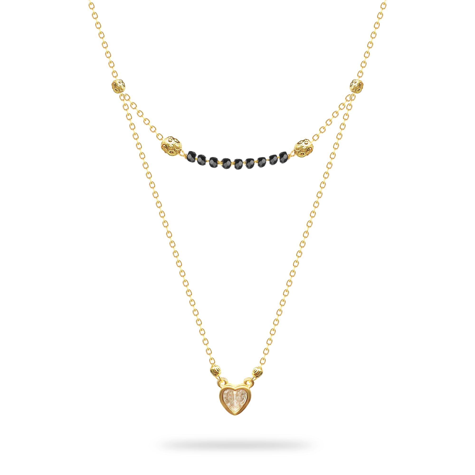 Sanas Heart Shape Mangalsutra 1Pc Black Beads Mangalsutra for Women Ladies Chain Diamond Mangalsutra Pendant for Bride 1Pc (Golden, Heart Shape) (B0D6GF1BHR) Amazon Price History, Amazon Price Tracker