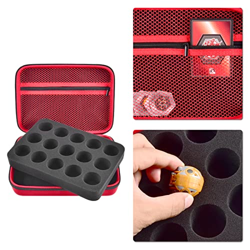 Image of Comecase 15-Slot Case for Bakugan Figures and Cards with Mesh Pocket-Red