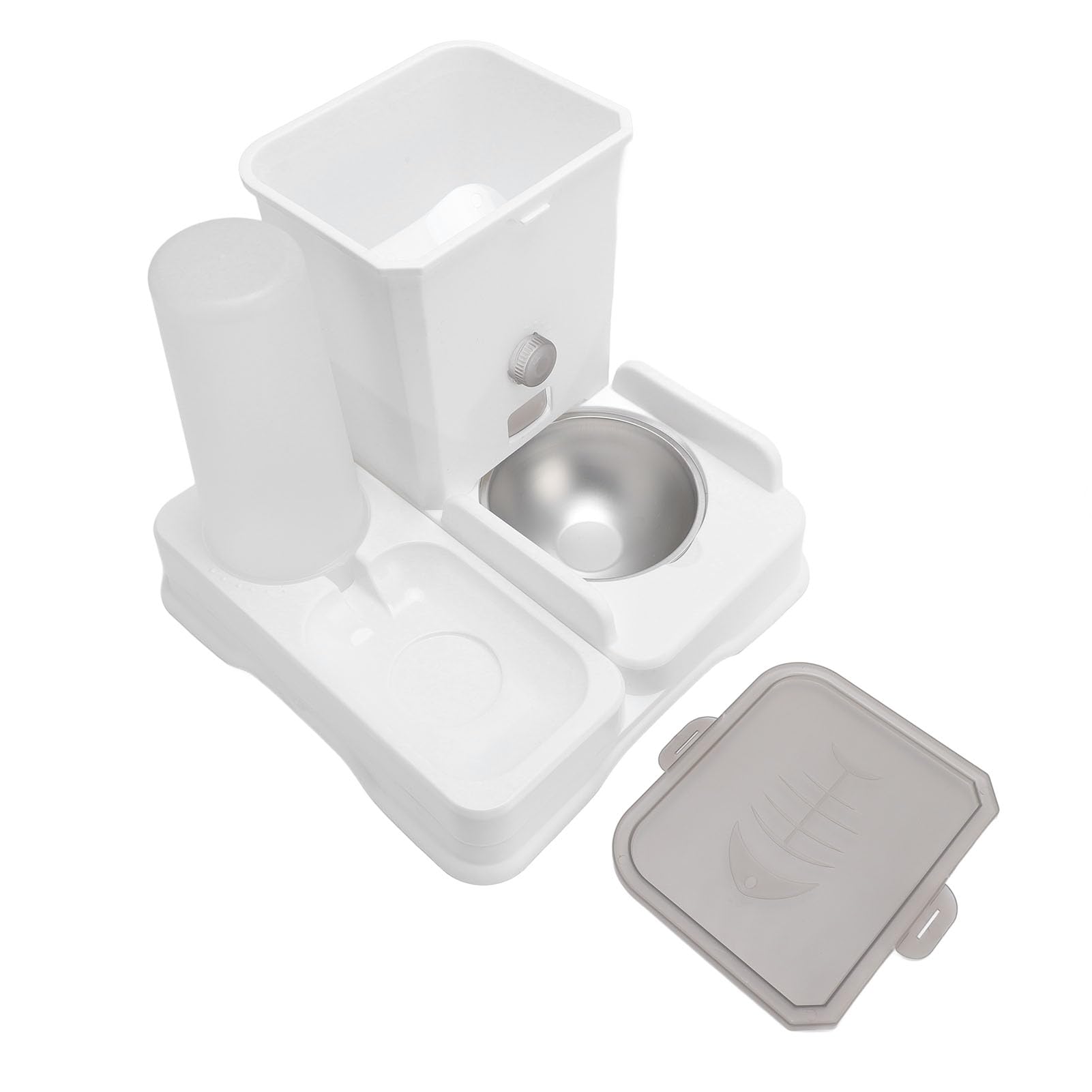 Distributore Automatico di Acqua per Alimenti per Animali Domestici, Design in Plastica, Doppia funzionalità di Alimentazione e Idratazione per Cani e Gatti, Grande capacità 12,2x12,4 Pollici