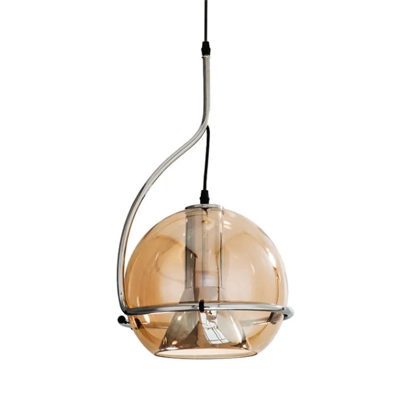 Rszcsmo Multicolor 9.84In E26 Spherical Handmade Glass Chandelier, Electroplated Rotatable Chandelier Suitable For Bedside, Dining Room, Bar Counter