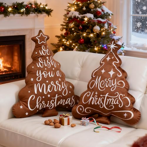 Lanpn 2 Stück Weihnachtsbaum Kissen Weihnachtskissen, Frohe...