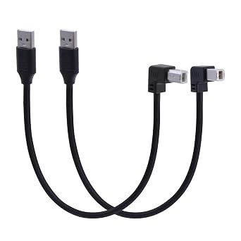 90 Degree Short USB Printer Cable USB 2.0 Type A Male to Left & Right Angle B Male Scanner Cable Cord for Laptop PC PrintersLeft & Right