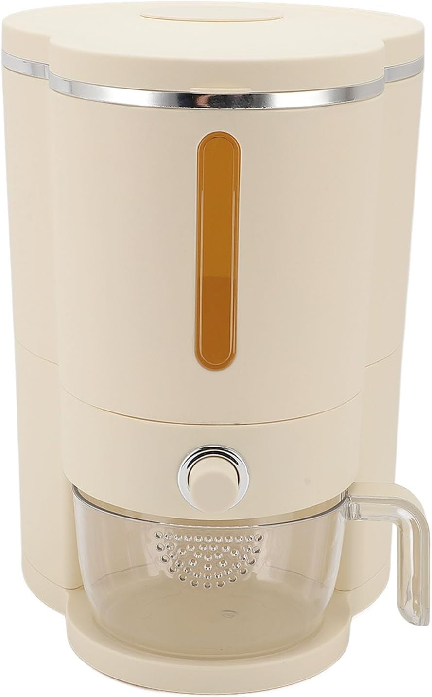 Zerodis Rice Dispenser Press Out Food Grade Plastic Sealed Airtight Storage Container For Rice And Small Grains With Transparent Scale And Measuring Cup Kitchen Storage (Small)