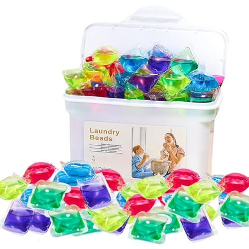 Lot de 100 capsules de lavage colorées pour perles de linge – Élimination puissante des taches | Nettoyage en profondeur et parfum durable | Facile à utiliser pour le linge familial