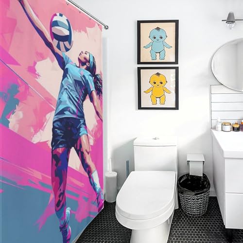 Rideau de douche volley-ball tissu polyester imperméable lavable 152x183cm - 3
