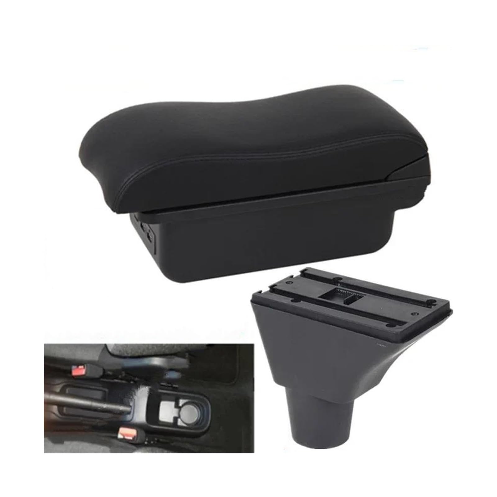 OOPUHKSY For Citroen C3 C4 Armrest Box For Citroen C3 C4 Car Armrest Storage Box Interior Dedicated Retrofit Car Accessories(B2 black line 3USB)