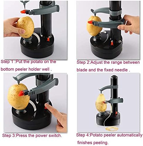 Neez Electric Potato Peeler, Automatic Apple Peeler with 3 Blades, Rotating Express Peelers - Electronic Corer Cutter & Peeling Machine with Power Cord