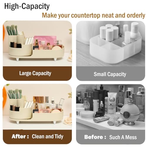 Image of BIG MAKE UP BOX Large Capacity Cosmetic Display Case Bathroom Counter Storager Cosmetics Shelf Organizer,easy to Hold All of Your Skincare Products (Off White)