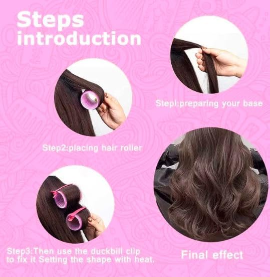 Image of 6 Pieces Hair Rollers For Hair Curling 3 Different Sizes | Self Grip Holding Rollers | Rollers for Hair -Heatless | Hair Rollers with 6 Clips | 2 Large, 2 Medium, 2 Small