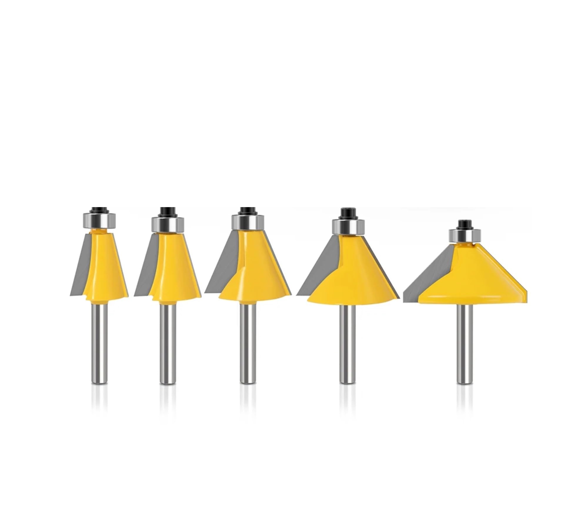 5 szt. 6 mm 8 mm 12 mm 1/4′′ 1/2′′ Trzpień duży 11,25 15 22,5 30 45 stopni fazowanie krawędzi frez do drewna(5PCS 8mm Shank)