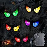 iShabao Halloween Spooky Eyes Lights, Battery with RGB Color Changing Flashing Eyes, Lighted Up Peeping Eyeball Halloween Decorations Lights for Indoor Outdoor Party Garden Window Decor