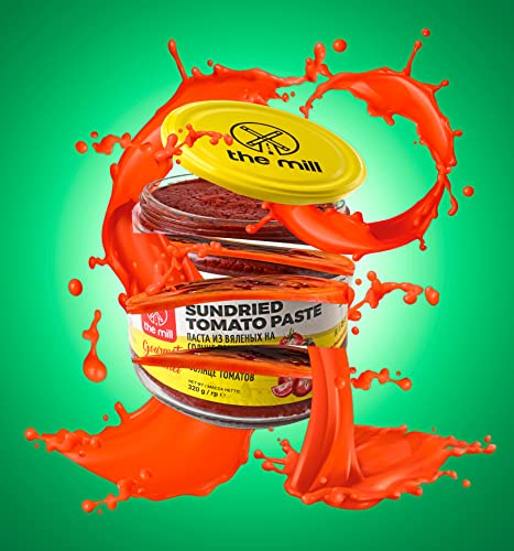 The Mill Gourmet Sundried Tomato Paste 11.29 Oz (320 G) Glass Jar - No Chemicals Added - Ideal For Cooking - Naturally Processed - A Delicious Flavour Enhancer - Pasteurised - Vegan - Single Box #TOP7