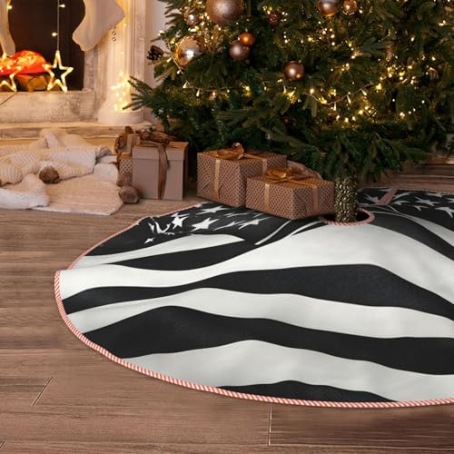 Jupe de sapin de Noël drapeau américain noir et blanc rustique - 7
