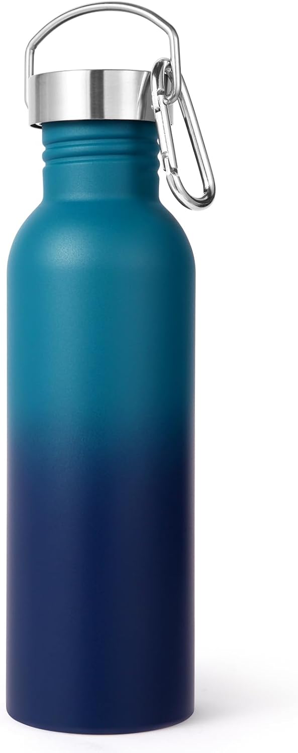 Volhoply Botella de agua de 26 onzas sin aislamiento, de una sola pared, de acero inoxidable, reutilizables, con asa, botellas de agua de boca ancha