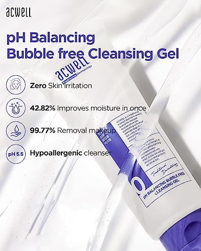 ACWELL pH Balancing Bubble-Free Hydrating Facial Cleansing Gel 5.4 fl.oz. - For Sensitive Skin, Hyaluronic Acid and Licorice Extracts, Non-foaming Cleanser for Skin Moisturization - Image 3