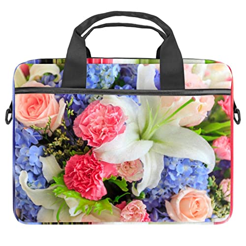 Sacoche PC portable 13-14.5 pouces avec bandoulière réglable imprimé floral multicolore