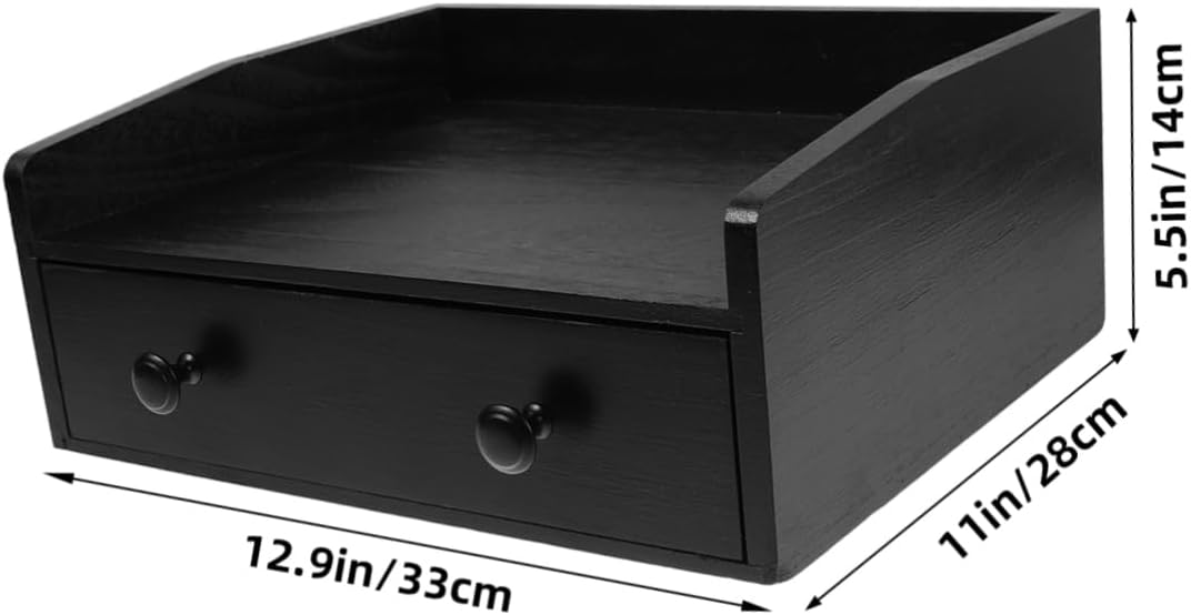 Alipis Elegant Wooden Desktop Storage Cabinet with Drawers for Coffee and Tea Bags Versatile Black Organizer for Office Supplies and Kitchen Essentials