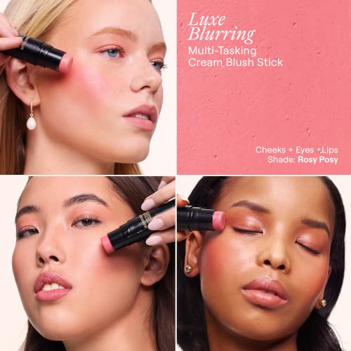 Image of Nudestix Nudies Matte Lux - 3-in-1 Soft-Matte Blush Stick for Cheeks, Eyes & Lips with Built-In Brush | Cream-to-Powder Finish with Blurring Effect | Clean, Vegan, Travel-Friendly Makeup
