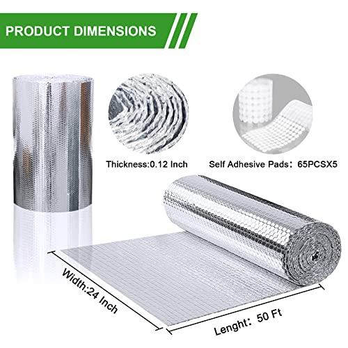 Image of Reflective Insulation Roll, 24 inch x 50Ft, Aluminum, Radiant Barrier for Heat Insulation