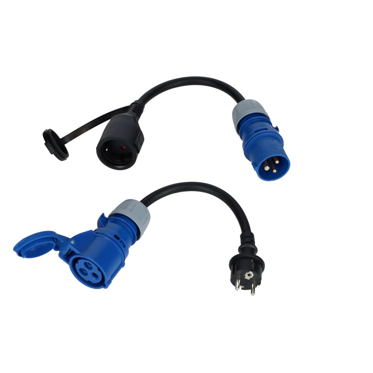 VoltMade Basic Adapterkabel CEE-Schuko/Schuko-CEE, 40cm, 2er-Set