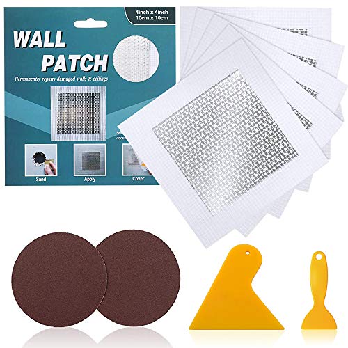 4'' by 4'' Drywall Repair Patch, Wall Patch Repair Kit, Self Adhesive Wall Mesh Repair, Large Hole Patch for Drywall, Sheet Rock Patch, Aluminum Metal Sheetrock Ceiling Dry Wall Patch(4 Inch 5 Pieces)