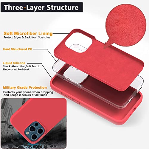 Image of MIDOS Back Cover Compatible with iPhone 14 Pro Max Case Liquid Silicone Full Protection Shock Proof Back Cover for iPhone 14 Pro Max (2022) 6.7 inch (Red)