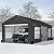 Raysfung Carport 12X20FT, Heavy Duty Car Port with Sidewalls, Carports Canopy, Portable Garage with Sandbags & All-Season Tarp, Outdoor Shelter for Car, SUV, F150, Truck, Boat (Gray)