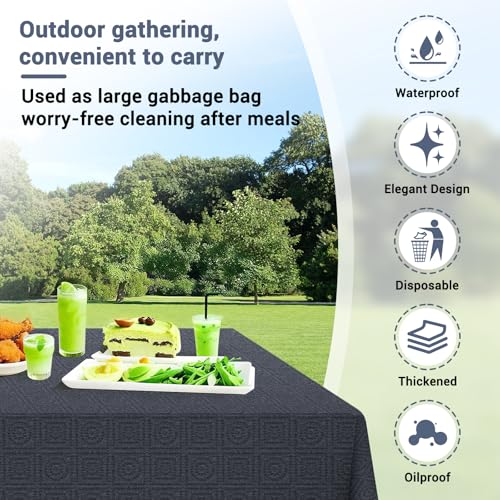 Image of Paper Table Cloths Disposable,Black,54''x108'',15 Pack | Paper Tablecloths for 3-9 Ft Rectangle Tables, Paper & Plastic Party Table Cover, For Birthday, Outdoor, Wedding, Banquet