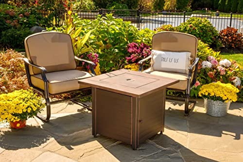 Endless Summer, The Spencer, Square 30" Outdoor Propane Fire Pit, Includes Black Fire Glass, Table Insert, & Protective Cover #TOP5