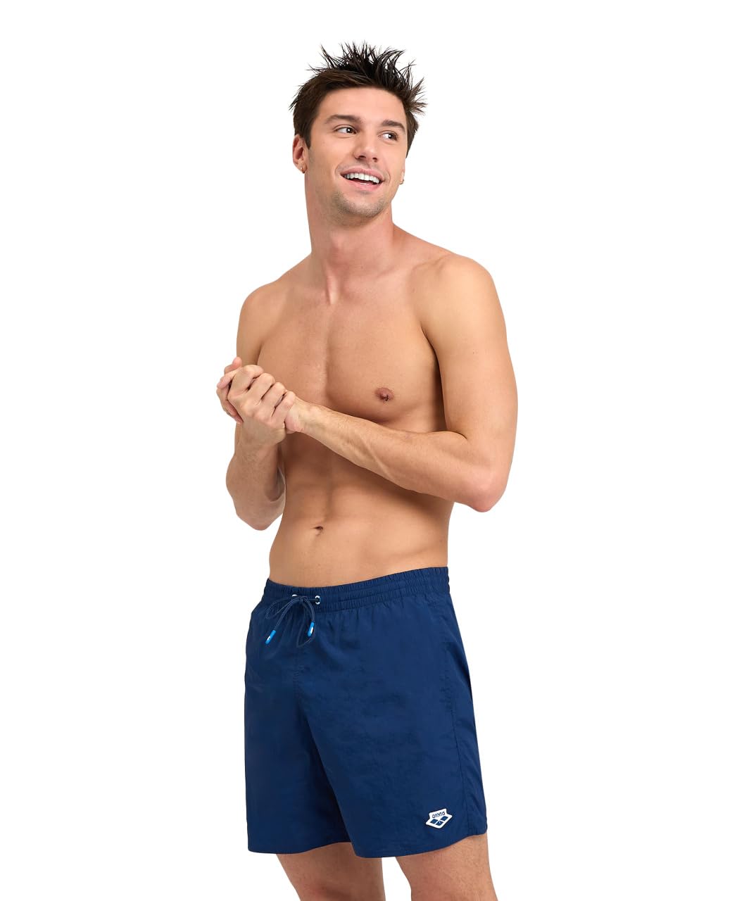 ARENA Men's Icons Solid Beach Short Boxers Swimming Bermuda with Mesh Inner Brief, Side Pockets, Pool Beach Vacation Swimsuit