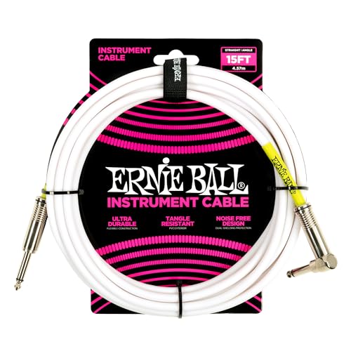 Ernie Ball - Cable para instrumento clásico jack recto/recto 4,5 m. Blanco