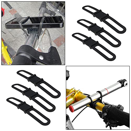 Correas de silicona para bicicleta pack de 10 gomas elásticas negras para linterna y móvil 3