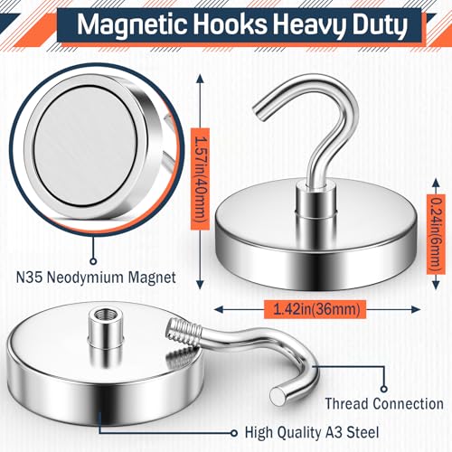 Image of FINDMAG 20 Pack Magnetic Hooks for Cruise Cabins, 150LB+ Magnet Hooks