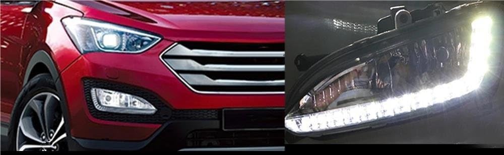 Para Hyundai Para Santa Para Fe 2013-2015 Parachoques Delantero Luz Antiniebla Lámpara Antiniebla Lámpara Antiniebla DRL Lámpara Circulación Diurna(Derecha 1 pieza)